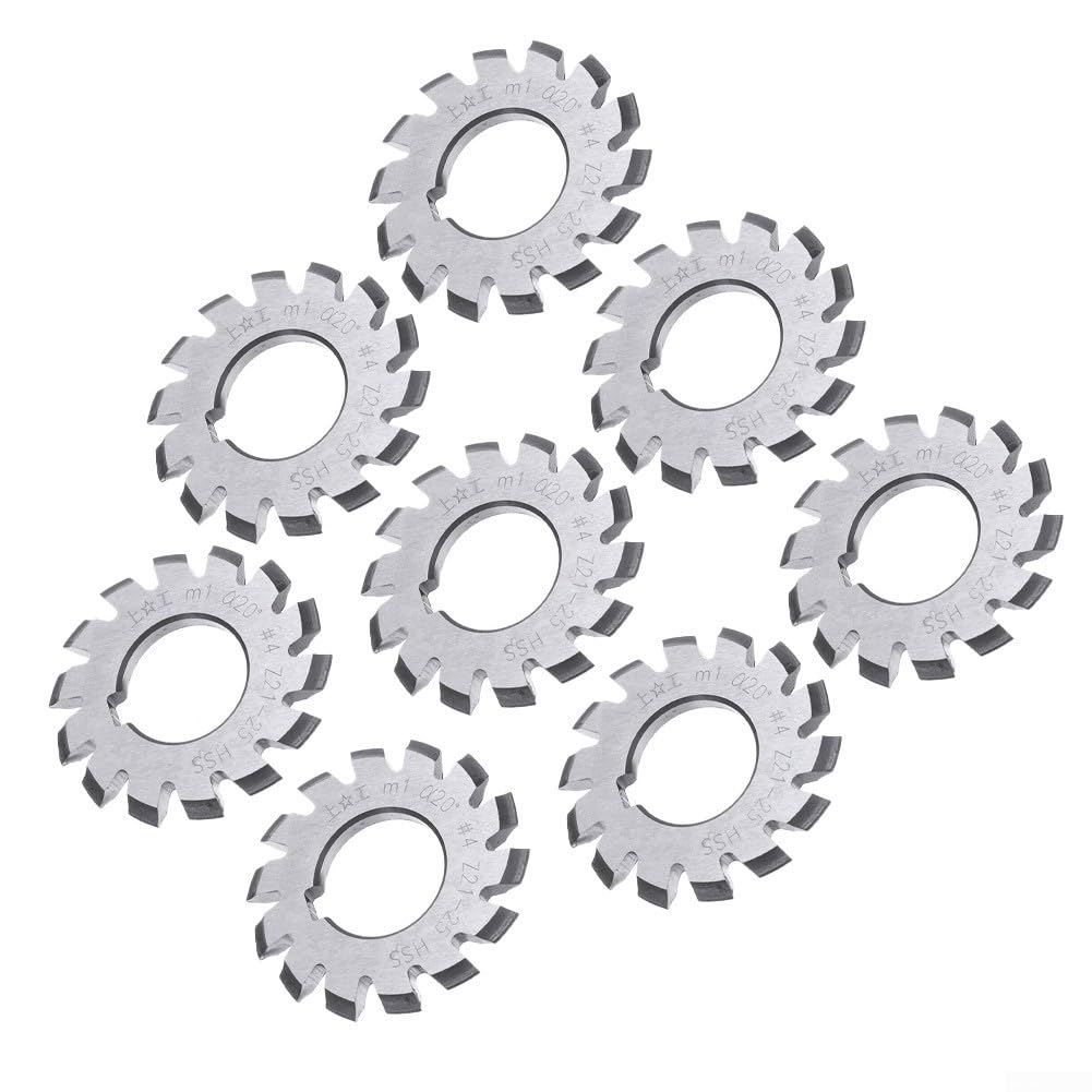 M1 Modul Zahnradschneider Set, 8-teilig Involute Fräser HSS 22mm Schaft, 20 Grad Druckwinkel für industrielle Getriebeherstellung