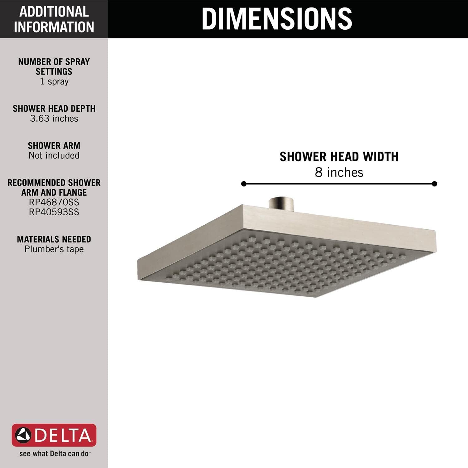 Delta Faucet Single-Spray Touch-Clean Rain Shower Head, Stainless RP50841SS - Image 4
