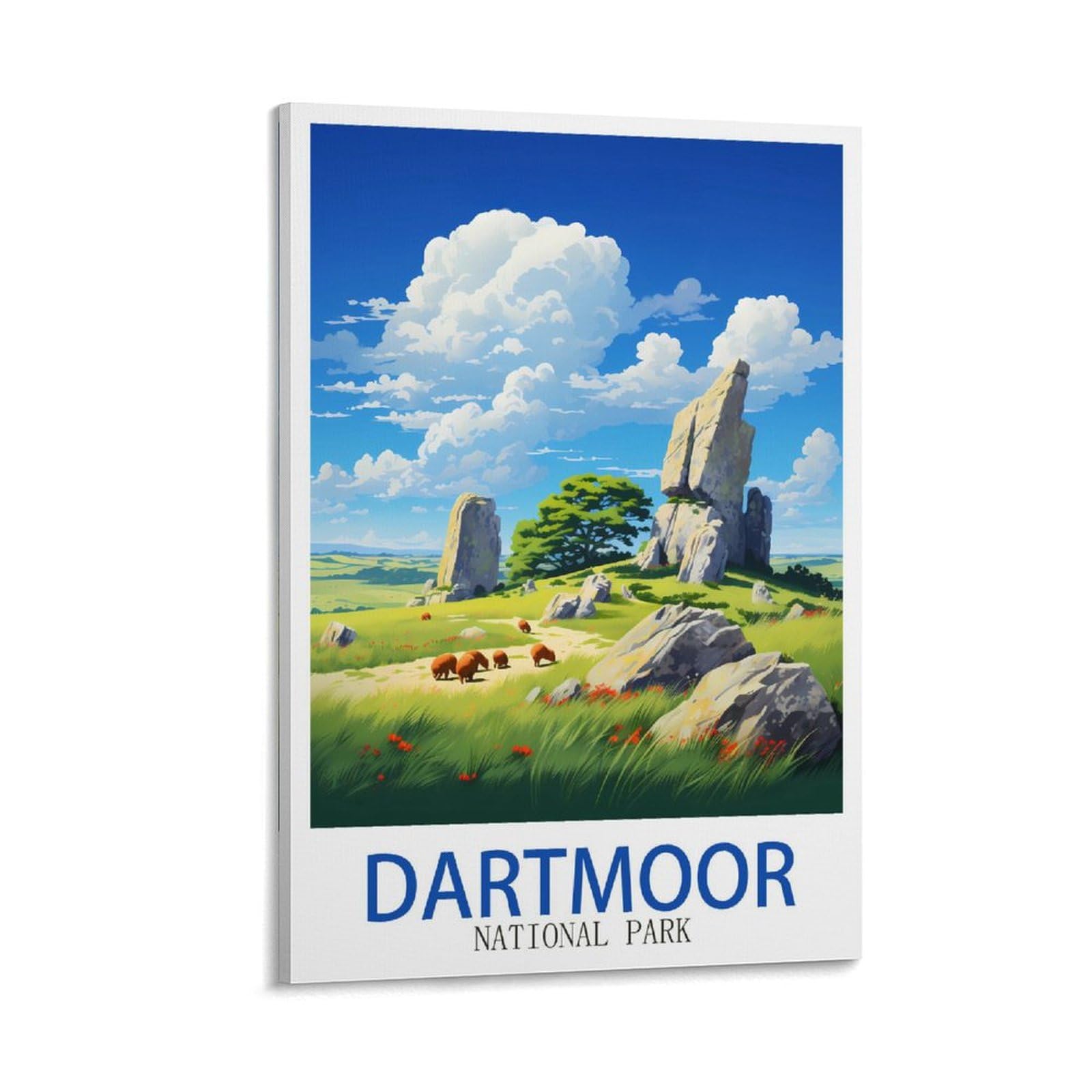 ZBBGGOZ Dartmoor National Park Vintage Travel Poster 24x36inch(60x90cm) Canvas Wall Posters And Art Picture Print Modern Family Bedroom Decor