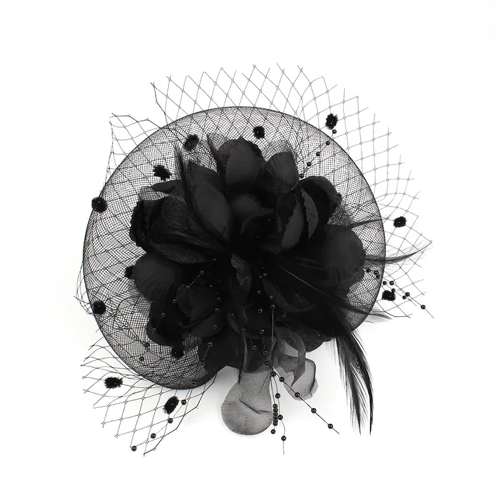 UALXPAO Wedding Hats Fascinator Feather Headpiece for Women, Floral Hat Cocktail Wedding Bridal Tea Party for Tea Party,Weddings(Black)