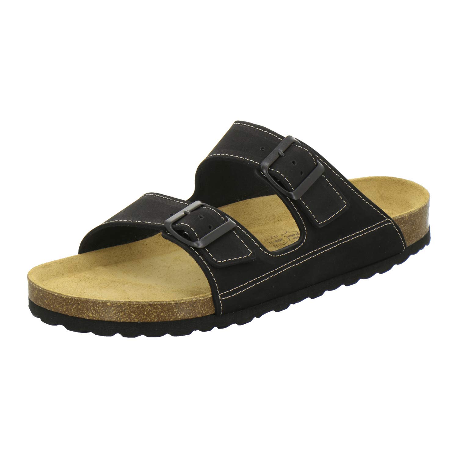 AFS-Schuhe 3110 sportliche Herren Pantoletten Leder, Bequeme Hausschuhe Korkfussbett, Made in Germany
