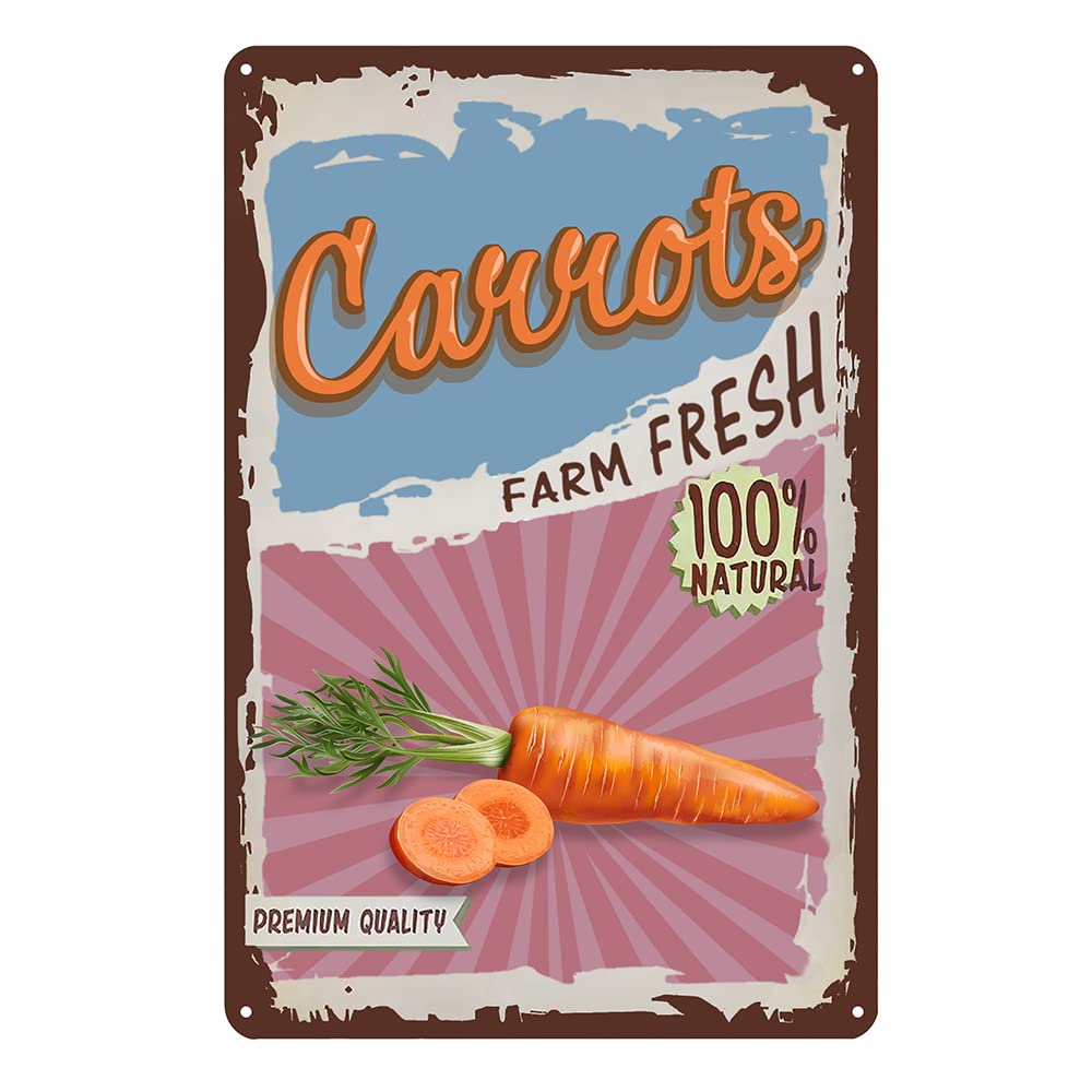SMAZDFXX Vintage Vegetable Carrot Tin Signs Kitchen Metal Signs Garden Wall Decor Farm Fresh Wall Signs 5.5"x8"