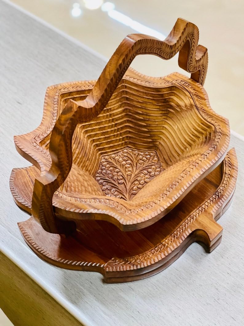 Eoqifjm Grain Sculptural Leaf-Shaped Serving Tray: An Extra-Large Handwoven Wood Basket For Bread, Fruit, And Kitchen Organization