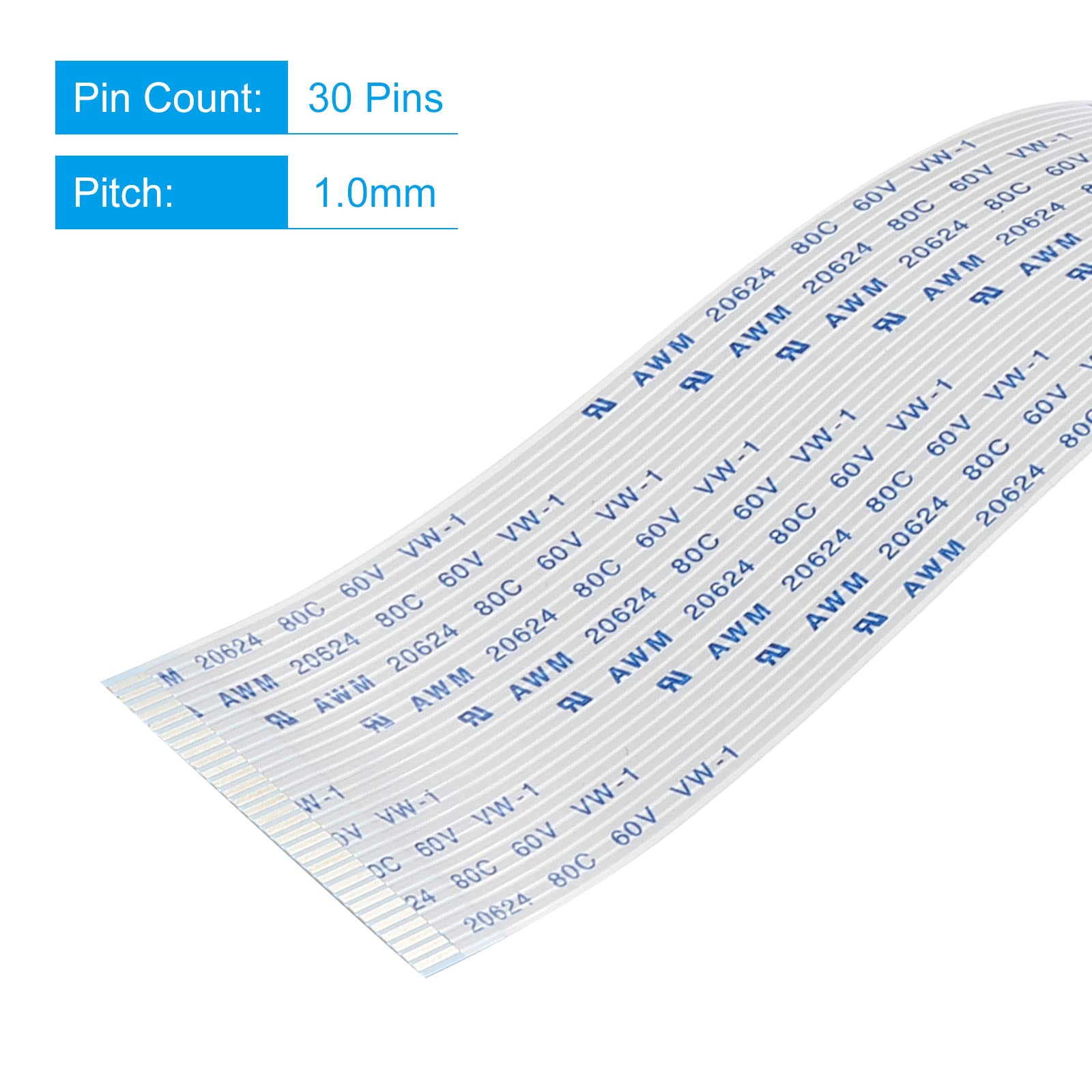 5 Câbles FFC FPC Sourcing Map - 10 Broches 0.5mm - Longueur 200mm - Pour électronique