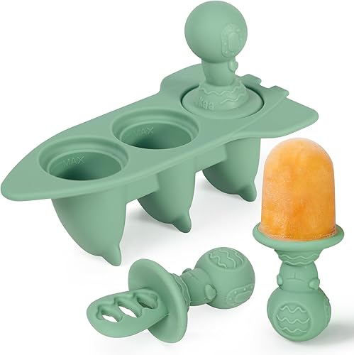 Haakaa Astronaut - Juego de moldes para paletas de hielo  Mini moldes de silicona para paletas de leche materna con palos, diseño antiasfixia, ideal
