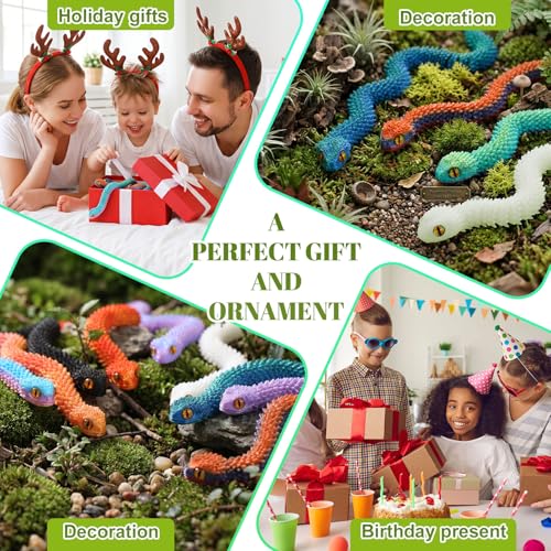Image of 9Pcs 12in 3D Printed Snake Toys Flexible 3D Printed Animals for Home Desk Decor Christmas Fidget Toys Gifts