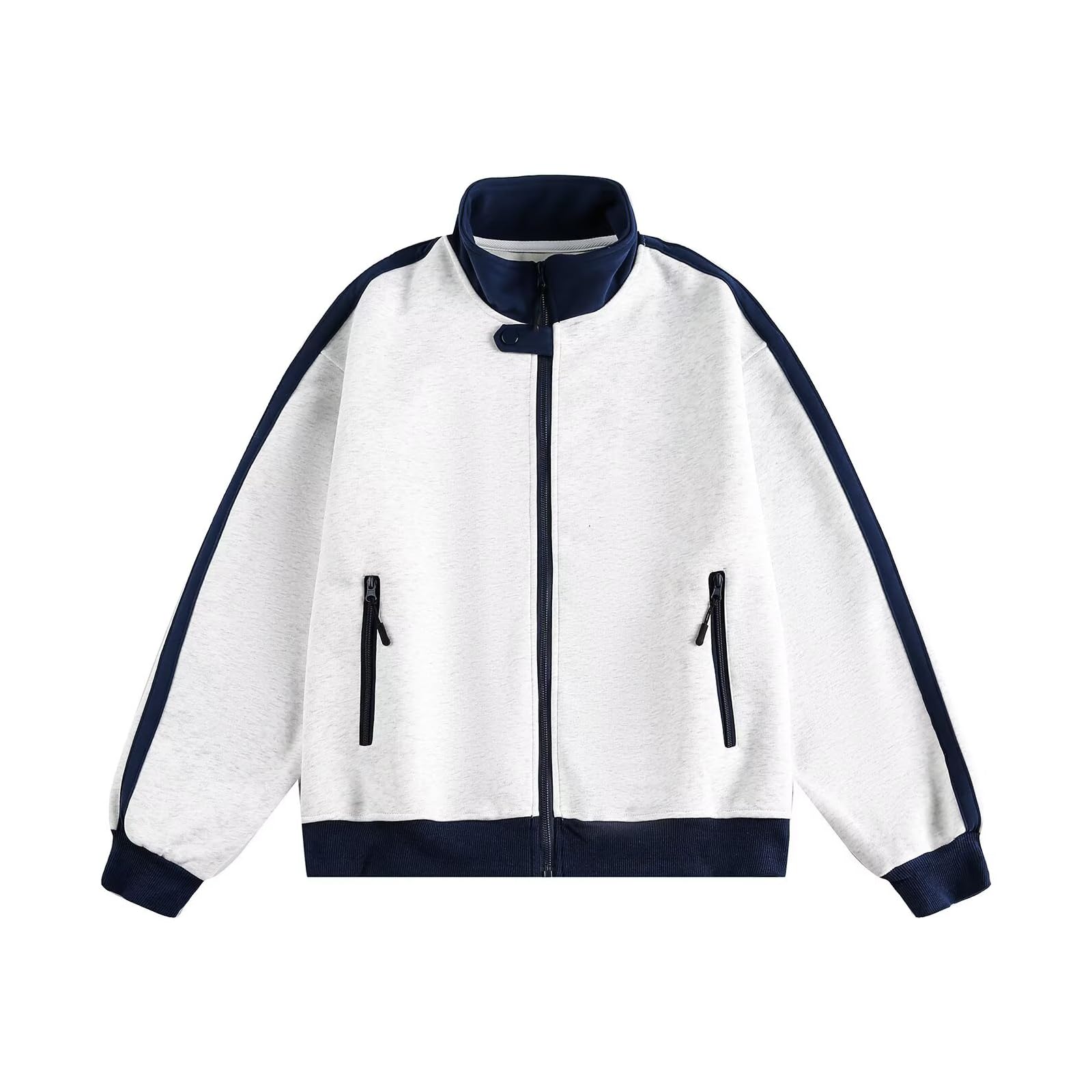 FUPODD Sweatjacke Damen Ohne Kapuze Sweatshirt Jacke Oversized Sportjacke
