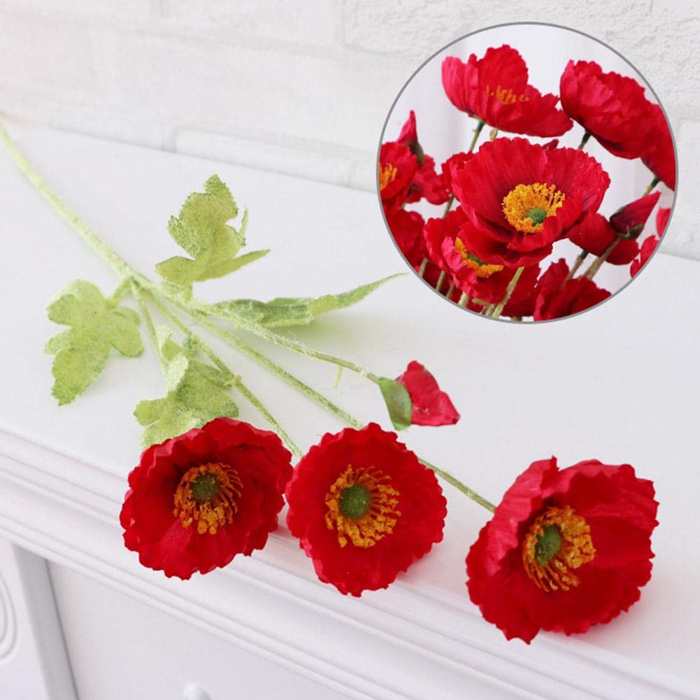 AUsaggAUsagg 5Pcs Artificial Flower Artificial Bouquets White Color Bouquets Papaver Rhoeas Flowers Kit Corn Bunche Coquelicot Poppy