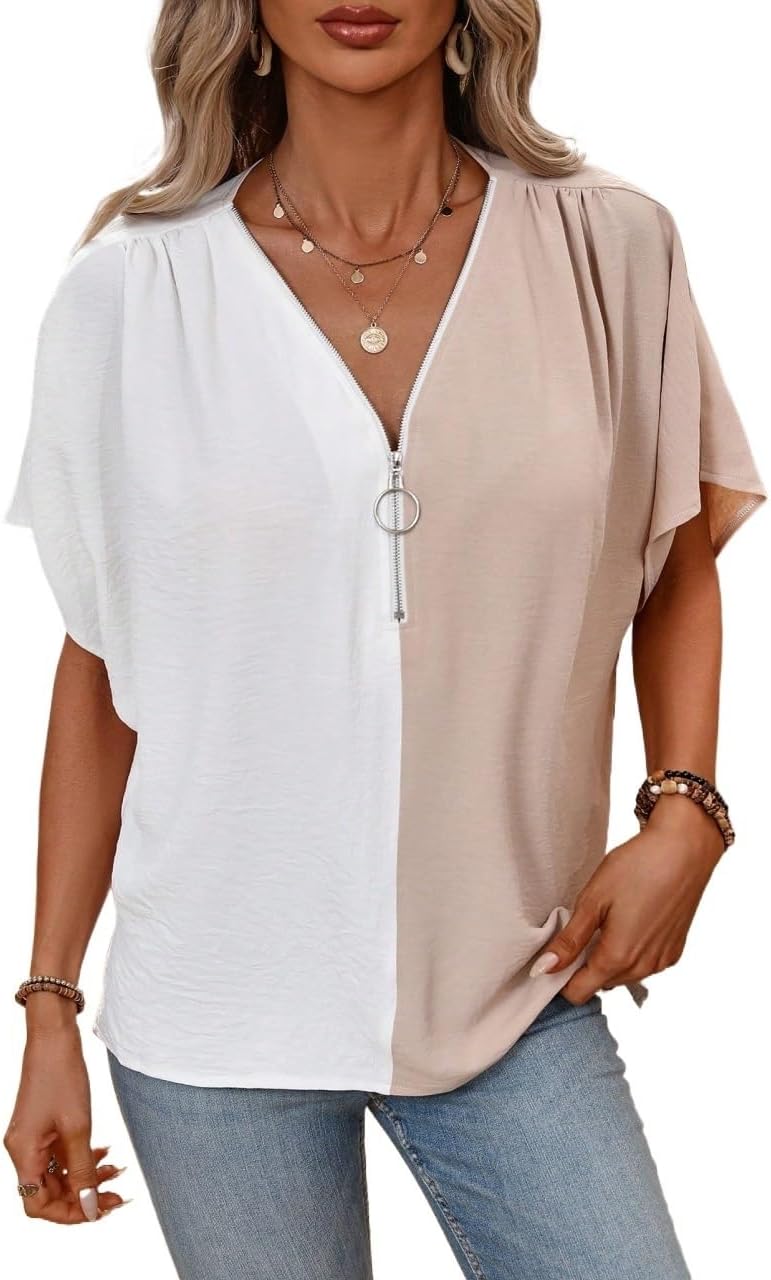 Women's Classic-Fit Shirt Batwing Sleeve O-ring Blouse