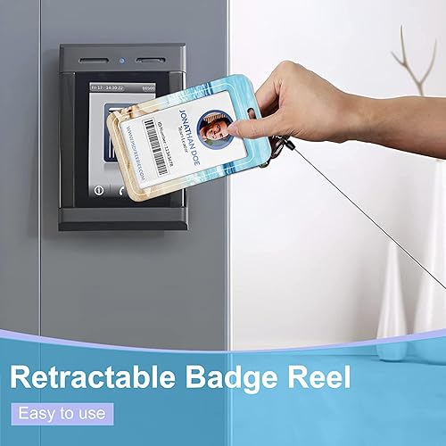 Miniatura 5 de Cordón para credencial y soporte para tarjetas de identificación, carretes retráctiles con clip para cinturón de carrete de mosquetón, cordón de