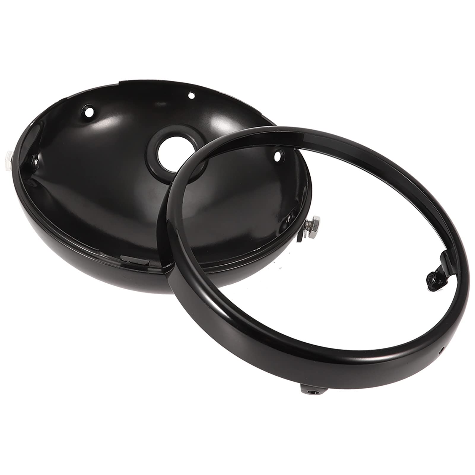 Custodia in ferro per faro anteriore a LED da 7 pollici per moto, copertura rotonda per faro anteriore di motocicletta, custodia resistente in metallo per faro con accessori di (Nera)