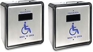 Olideauto Touchless Wave Sensor Button for Handicap Door with Handicapped Logo,Wired Stainless Steel Square