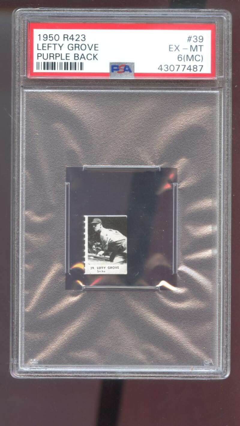 1950 R423#39 Lefty Grove PSA 6 (MC) Graded Baseball Card MLB Game Strip Purple Back