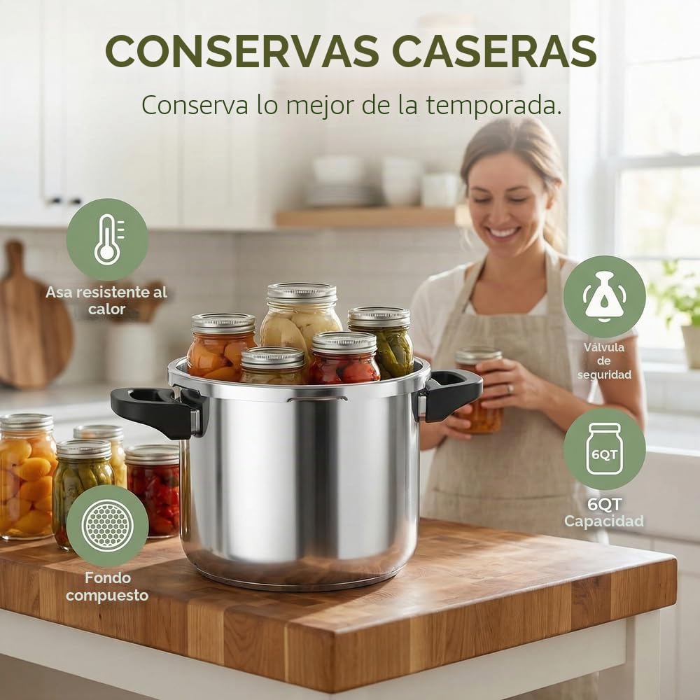 12 Liters Olla a Presión 4 en 1 de Acero Inoxidable 304,Antiexplosión,3 Niveles PSI,Tapa de Vidrio y Vaporera,tapa de olla Conserva con Bloqueo de Una Mano,Compatible con Inducción y Gas