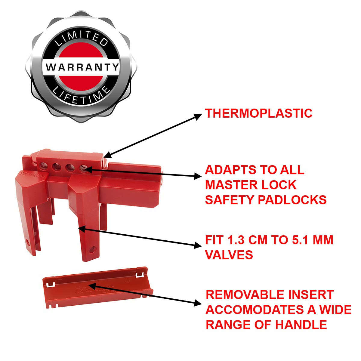Master Lock S3080 Vierbein-Ventil Lockout, Einheitsgröße, Rot