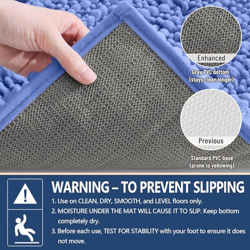 Image of Arotive Luxury Bathroom Ruuner Rugs 47x24, Extra Soft Thick Absorbent Shaggy Chenille Bath Rugs, Machine Wash Dry, Bath Mats for Bathroom Floor, Tub and Shower, Home Decor Accessories, Cornflower Blue
