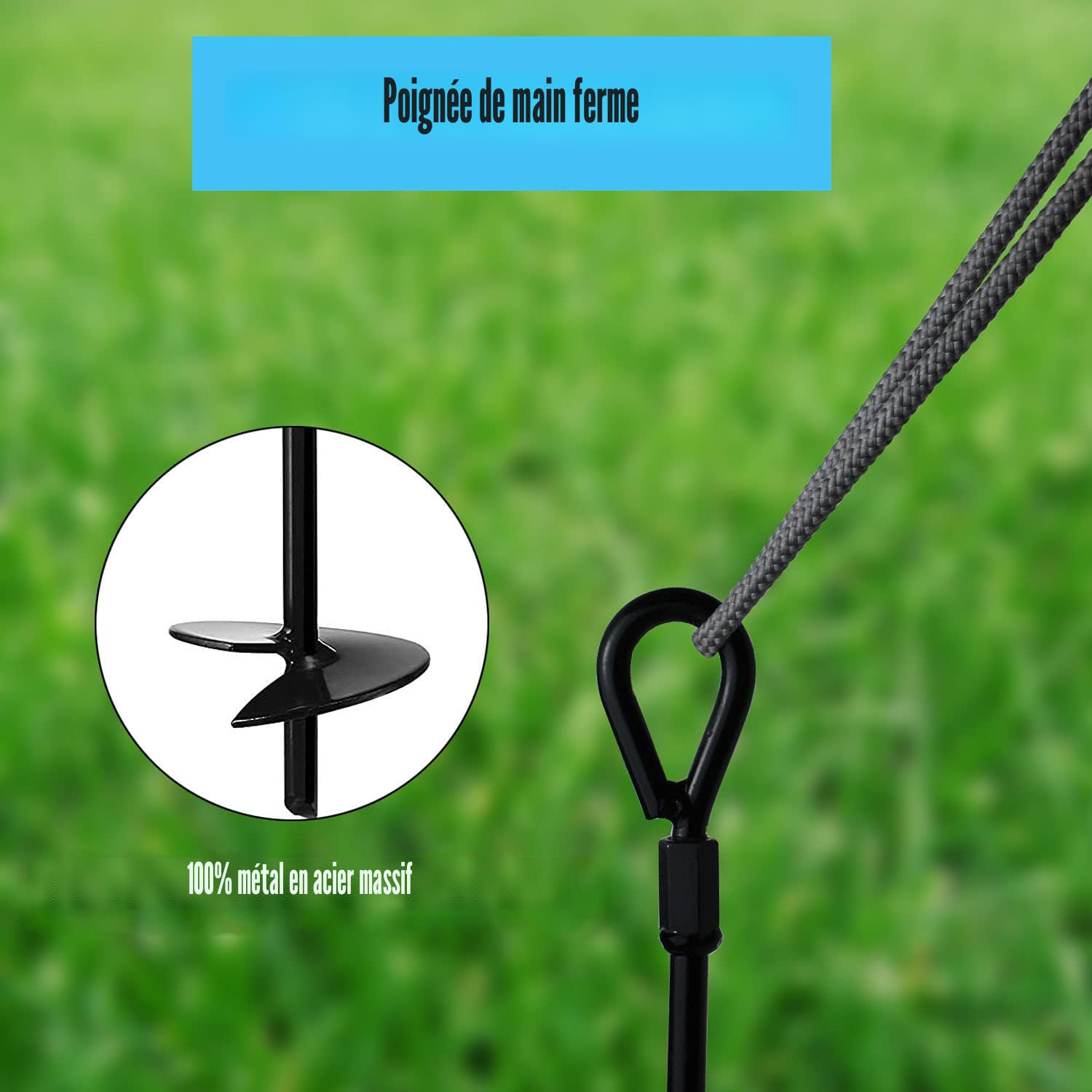 Colaxi 4 Pcs Ancrages Au Sol Piquets De Tente Multifonctions Robustes Pour Camping, Jardin, Balançoire Extérieure 38 Cm