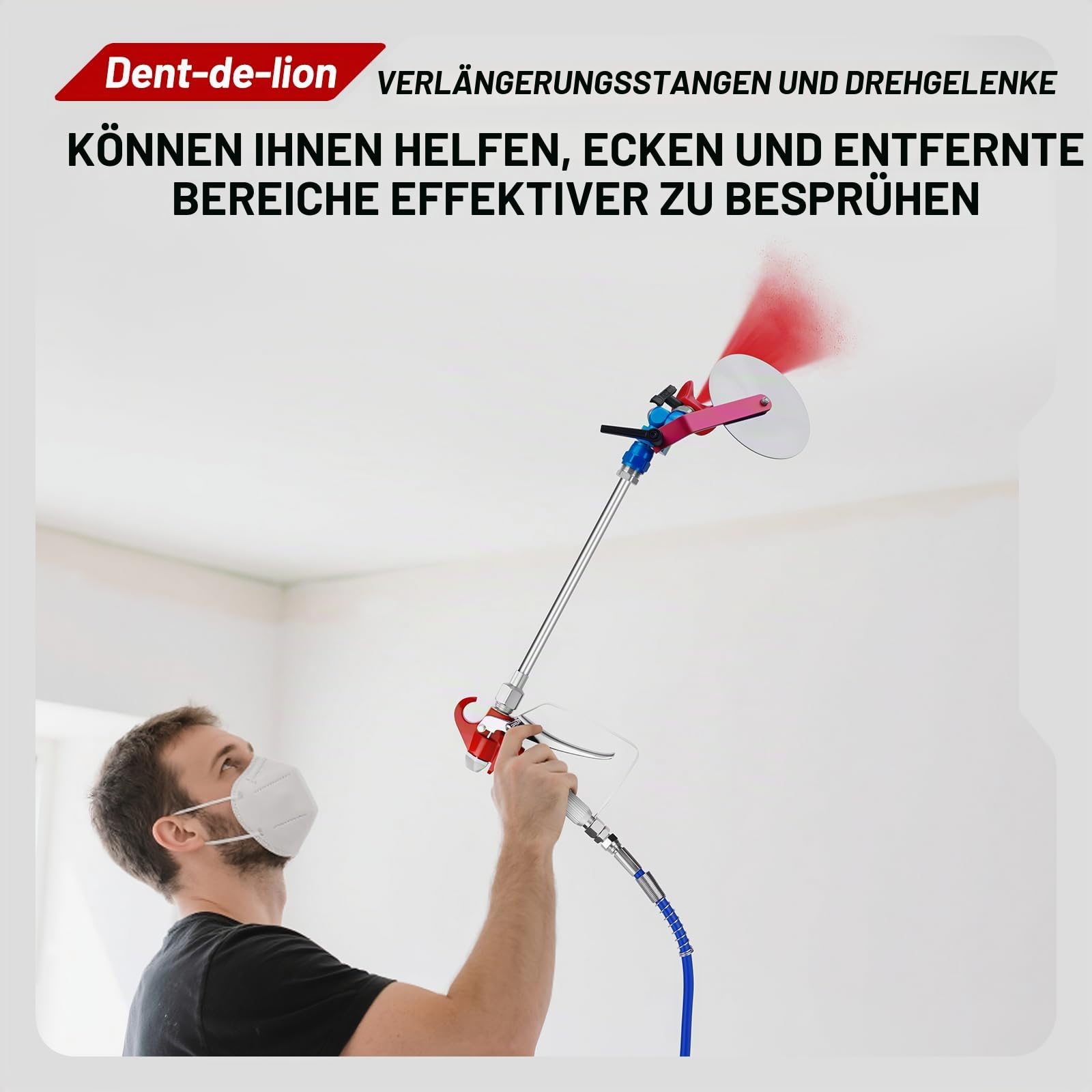 Airless-Pistole, 22-teilig, Airless-Pistole enthält umkehrbare Sprühpistole, Filter, Verlängerungsstangen, Hochdruckschlauch, Schutzzubehör
