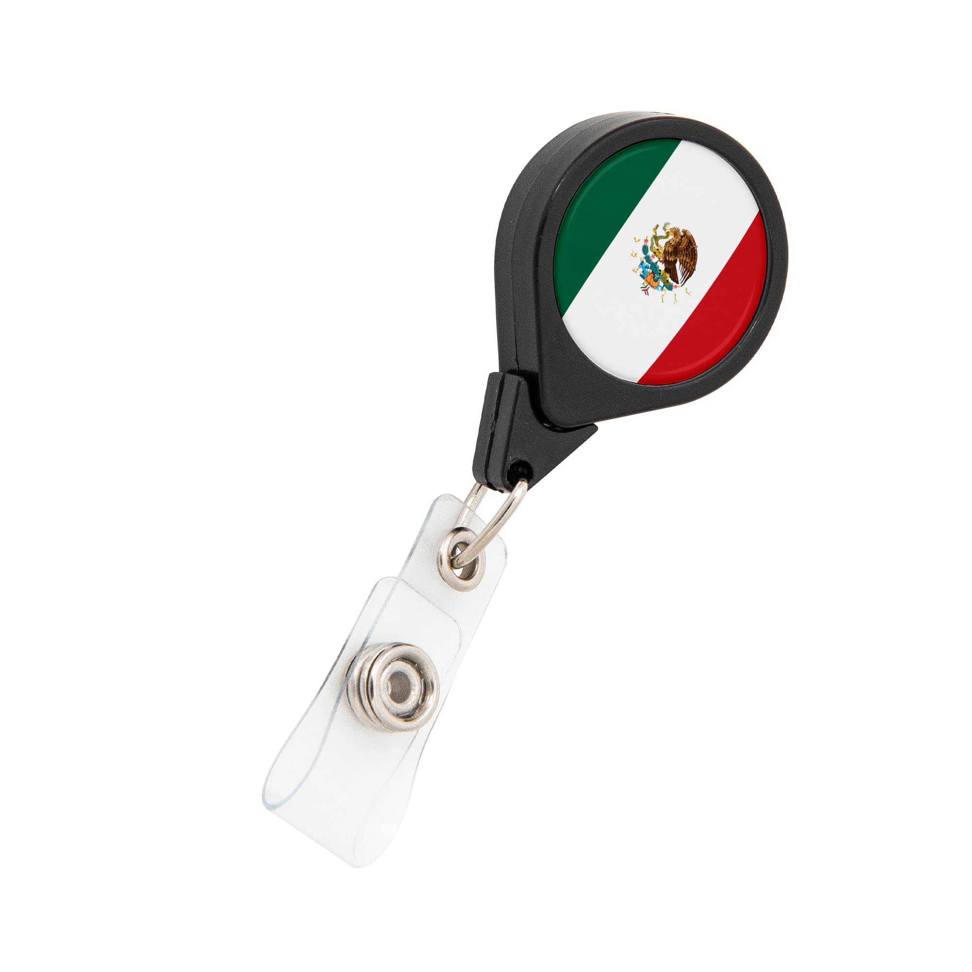 Desert Cactus Country of Mexico Flag Retractable Badge Holder ID Reel with Ticket Clip for Lanyard, Work, School & Office Access