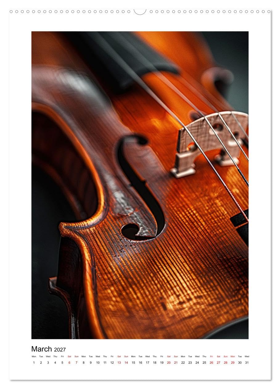 Violin Enjoyment (High Quality Premium Wall Calendar 2027 DIN A2 portrait),CALVENDO 12 Month Wall Calendar: A royal instrument interpreted artistically