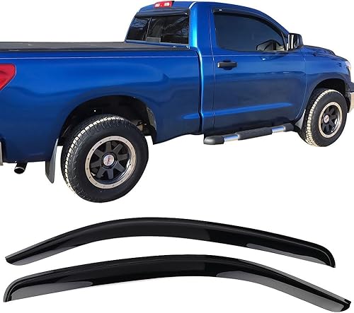 Miniatura 2 de IKON MOTORSPORTS - Visera de ventana compatible con Toyota Tundra Standard 2007-2020, estilo delgado, tipo en tipo de humo, sombra de acrílico