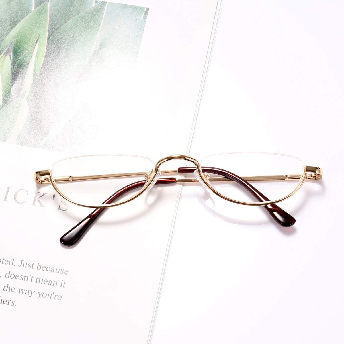 Vintage Alloy Half Moon Classic Reading Glasses Men And Women Half Frame Slim Glasses