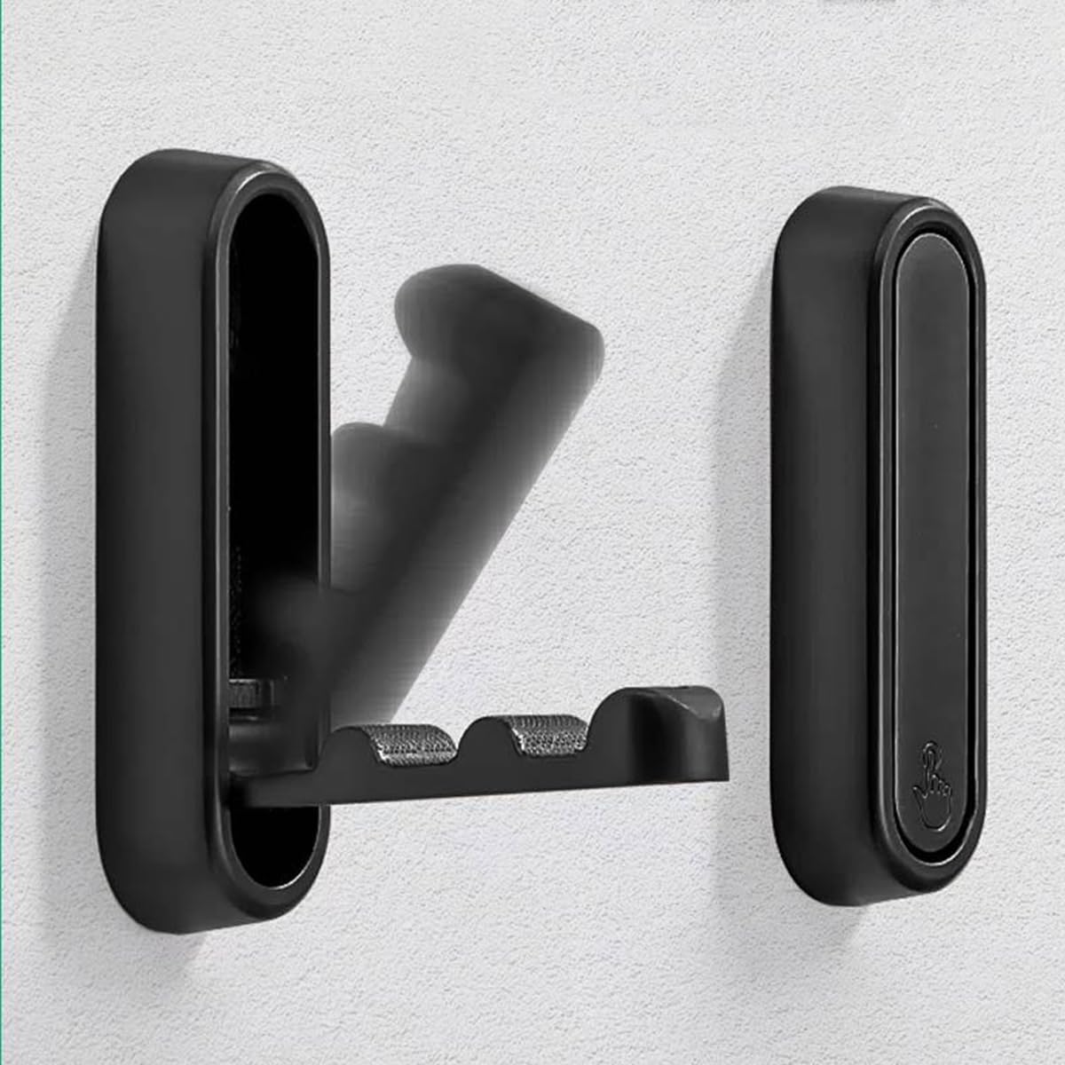 Set di 4 ganci pieghevoli da parete in alluminio nero, con viti, per cuffie, cappotti e asciugamani | Leroy Merlin