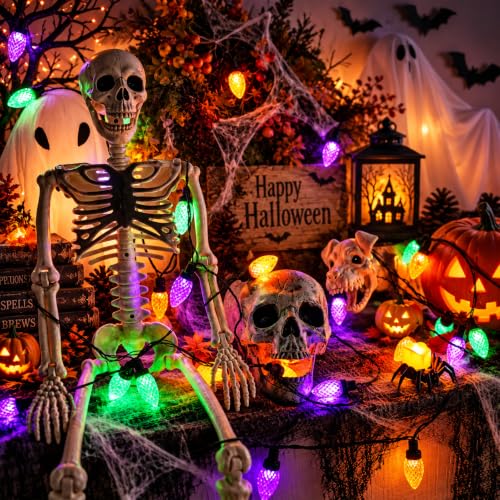 2PK 100LED 86FT Linkable C9 Halloween Lights Outdoor Indoor | Waterproof Twinkle String Lights, Orange Purple & Green Fairy Lights Plug in with 13 Modes & Timer for Halloween Decorations - image 4