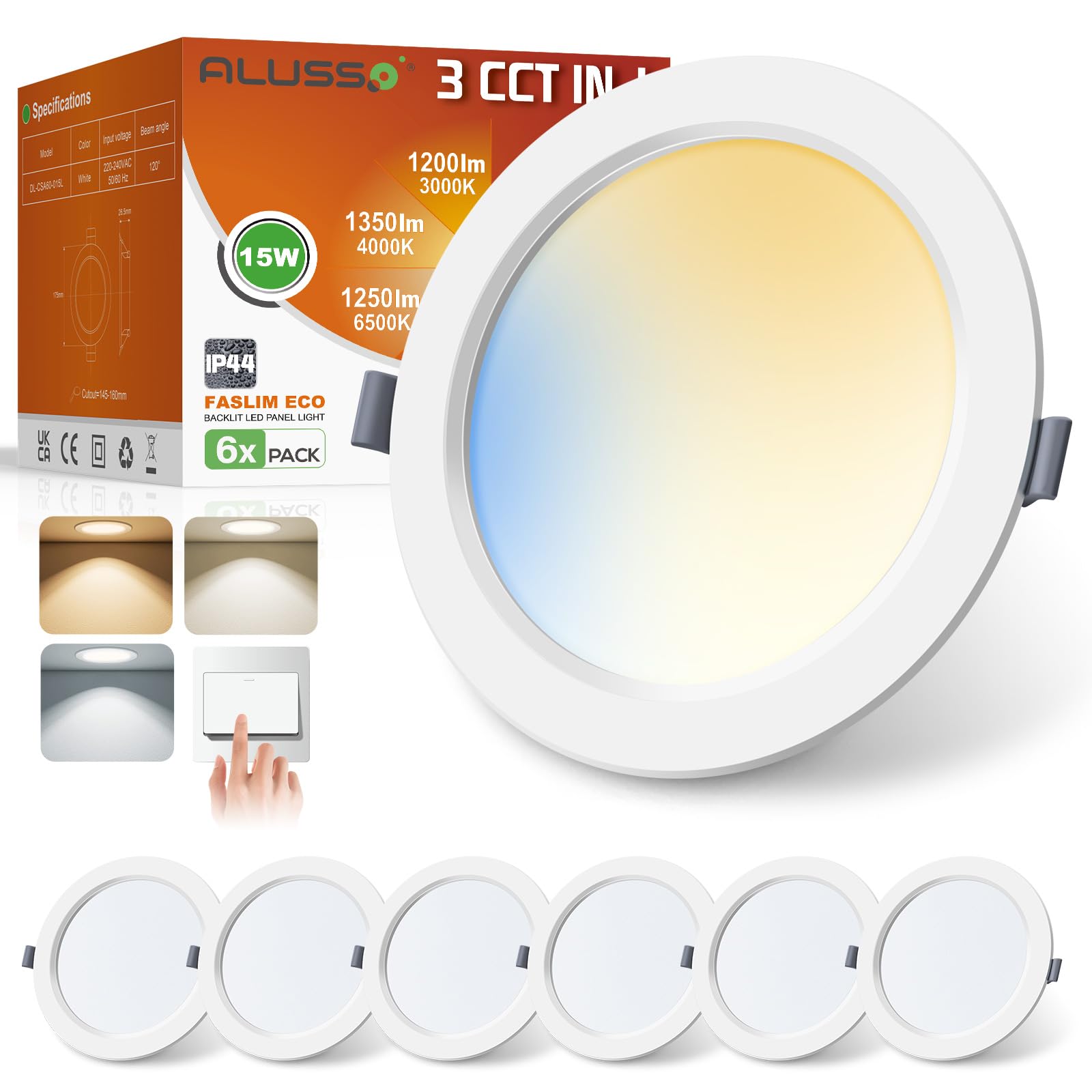 ALUSSO Spot LED Encastrable 230V, 15W 1350LM Spot salle de bain IP44