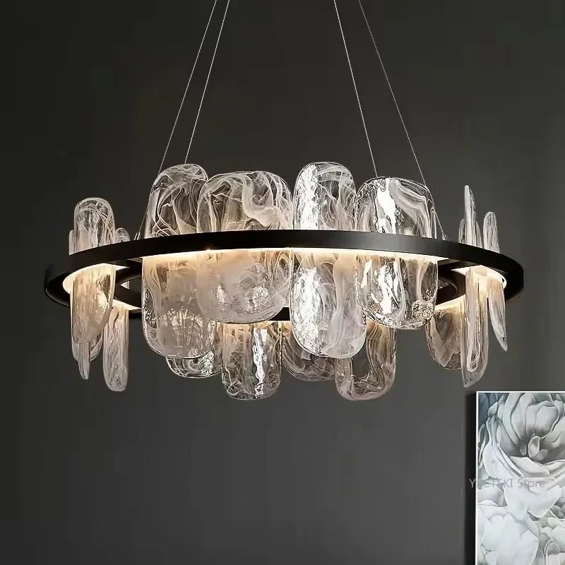 Luminaire suspendu LED noir D50cm contre la fatigue visuelle salon