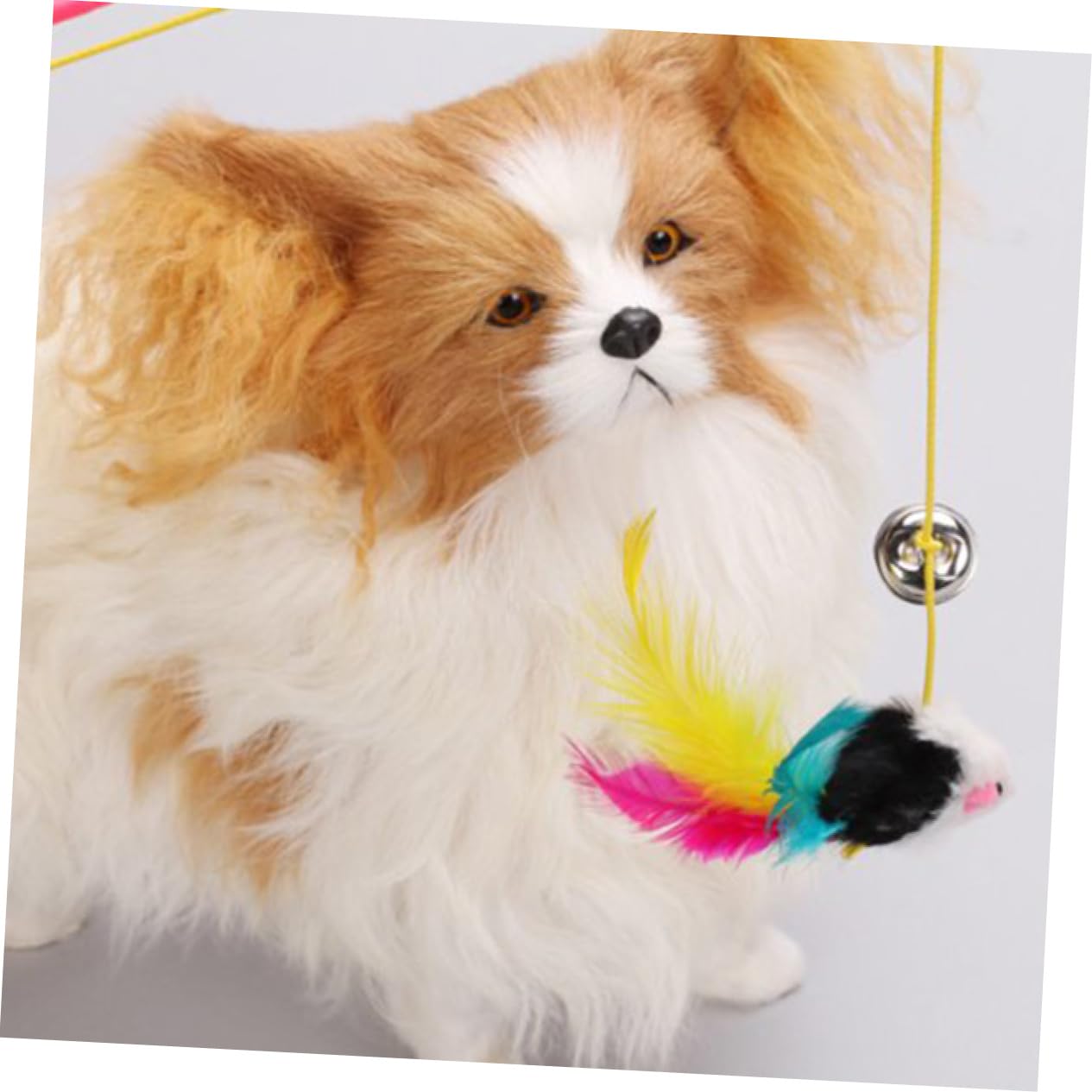 Yardwe Jouet pour Chaton Canne à Clochette Souris Plumes Corde Élastique Tige Plastique Chaton