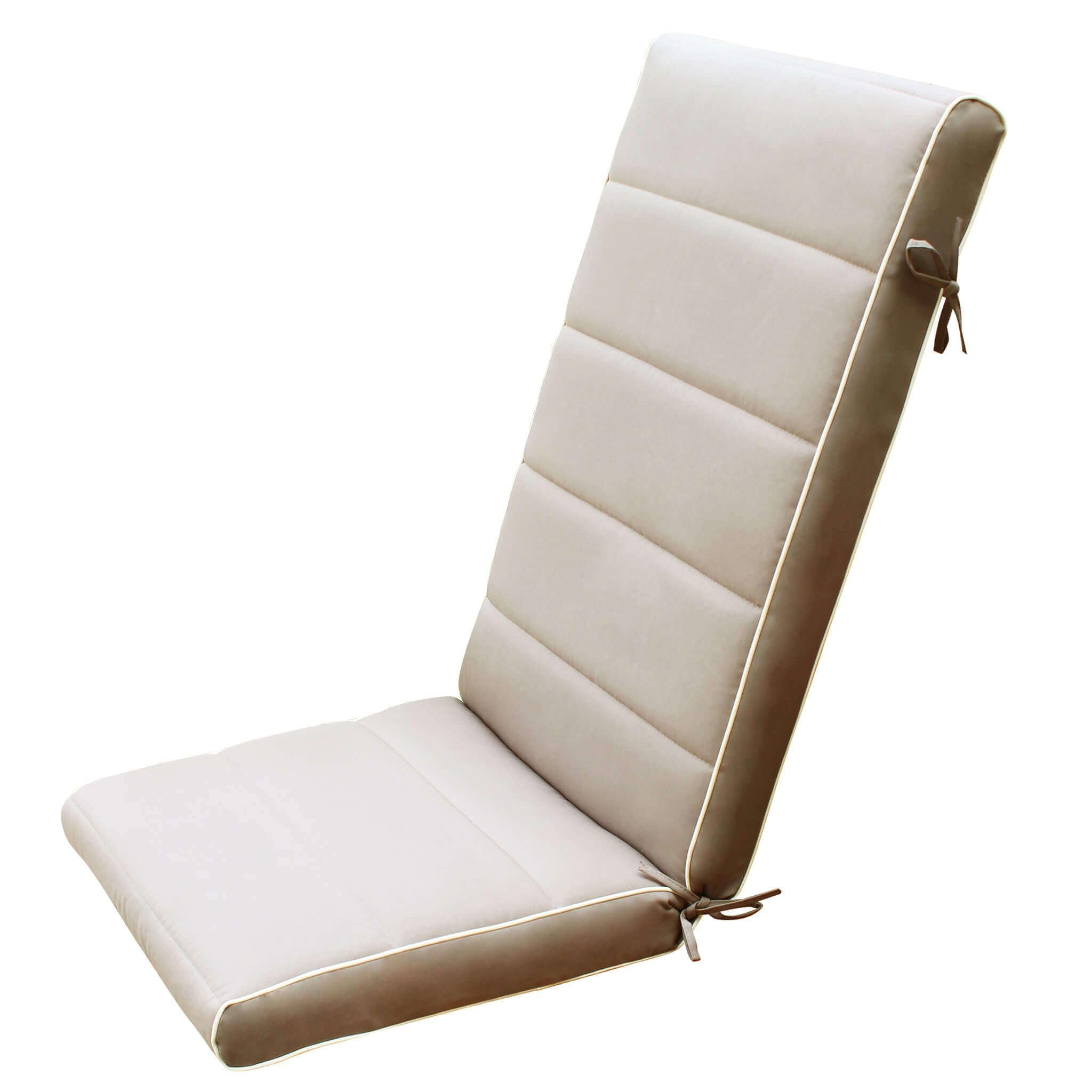milani home - cuscino alto per sedia da giardino, King, sfoderabile con lacci, poliestere, tortora, 115 x 46 x 8 cm