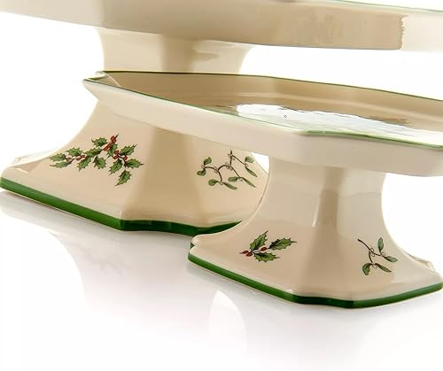 Miniatura 3 de Spode Plato cuadrado para pastel con pies de árbol de Navidad, soporte de pastel con patas de 6.5 pulgadas para fiestas, cupcakes y exhibición de