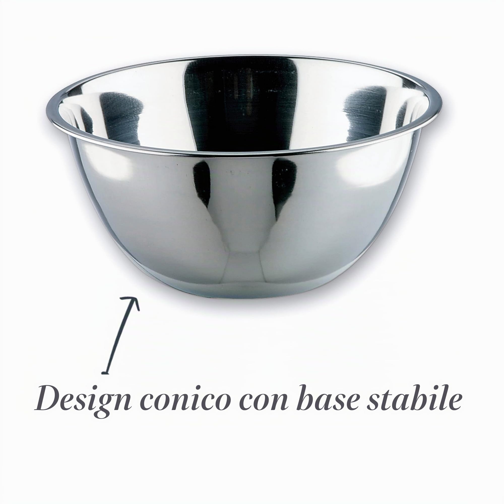 LACOR Garinox Ciotola Conica, Ciotola per Alimenti, Insalatiera, Contenitore per Alimenti, Acciaio Inox, 20 cm, Capacità, 1,4 L, 14019