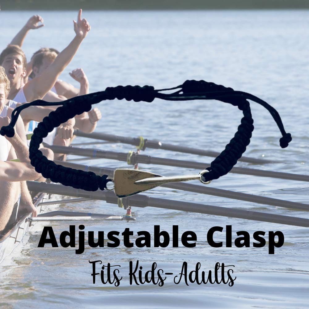 Sportybella Row Oar Charm Bracelet, Rowing Jewelry, Adjustable Rope Oar Charm Bracelet for Men and Women Rowers