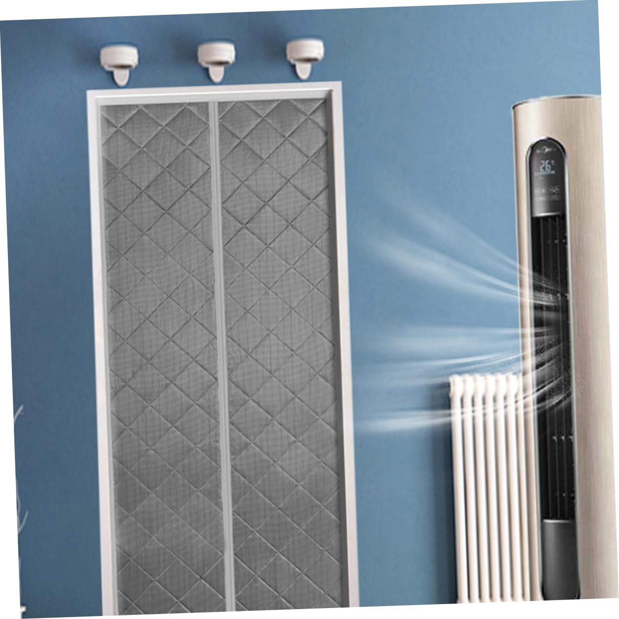Thermovorhang Wärmeschutzvorhang Magnetvorhang für Türisolierung Haustürvorhang aus PVC und Seidengarn Winddicht und Einfach zu Montieren