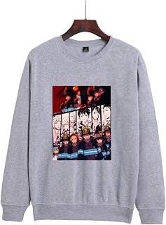 GUANGTAO Fire Force Anime Print Crew Neck Sweatshirt Shinra Kusakabe & Arthur Boyle Character Print Casual Sweatshirt Made of Polyester Material Sizes Xxs To 4Xl Available In 6 Colors