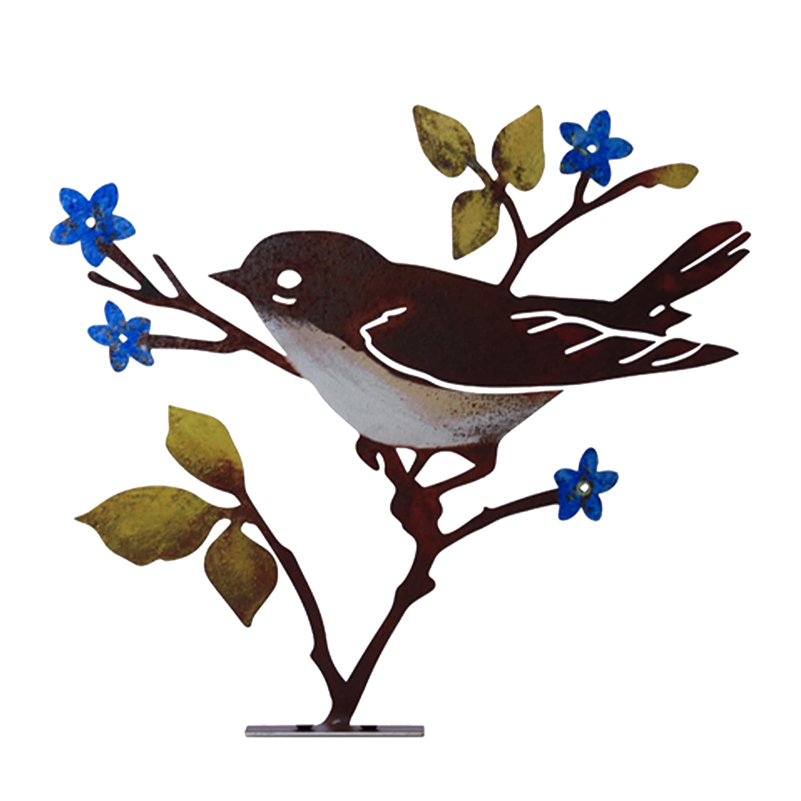 Mnaocz Metal Bird Garden Decor,Unique Birds Craft Statue Ornaments Fence Topper Decor,Bird Silhouette with Rusty Patina,Iron Birds Metal Yard Art for Garden Outdoor Wall Decor Gifts(Red Blue)