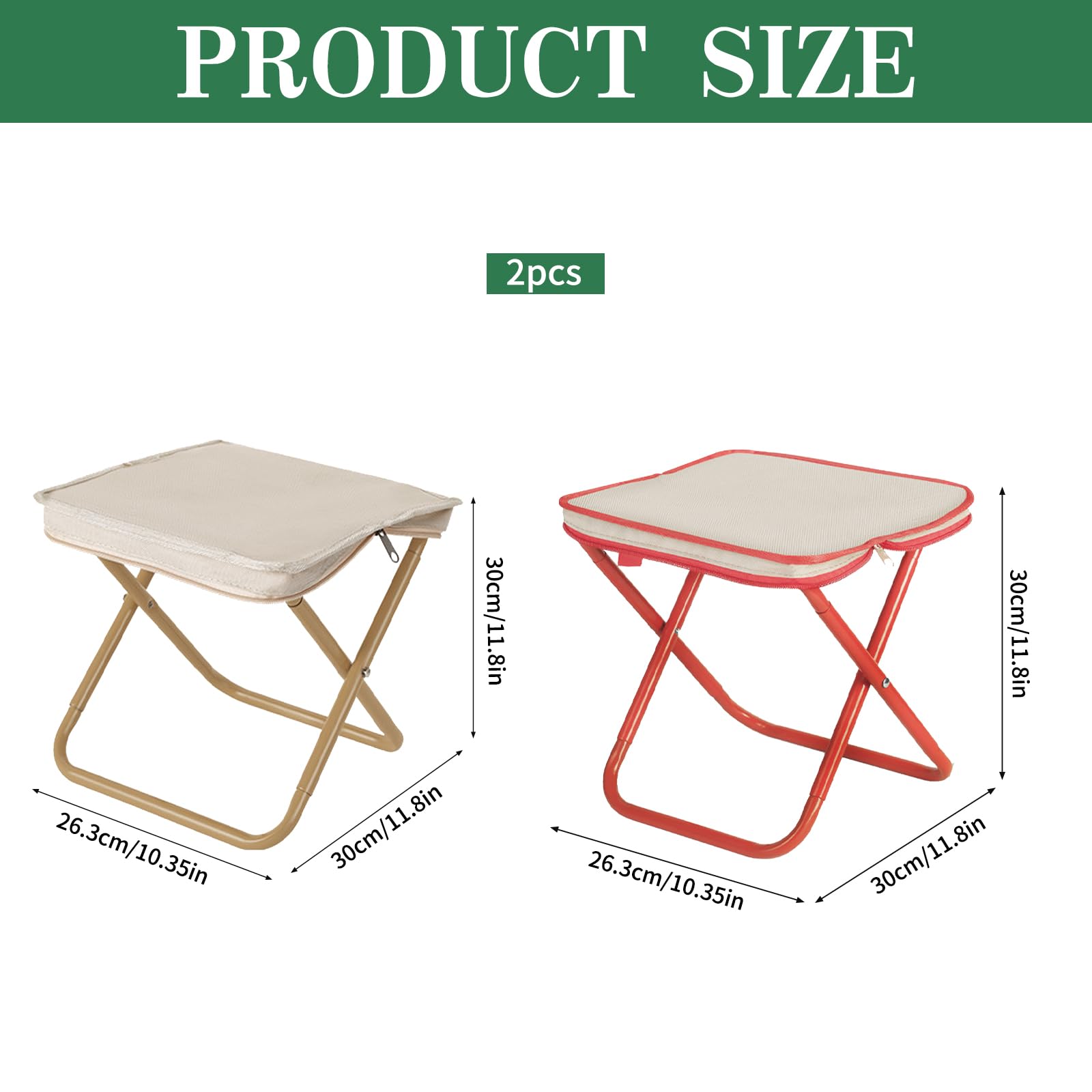 Sgabello pieghevole portatile, 2 pezzi, per campeggio, giardino, pesca, barbecue, spiaggia