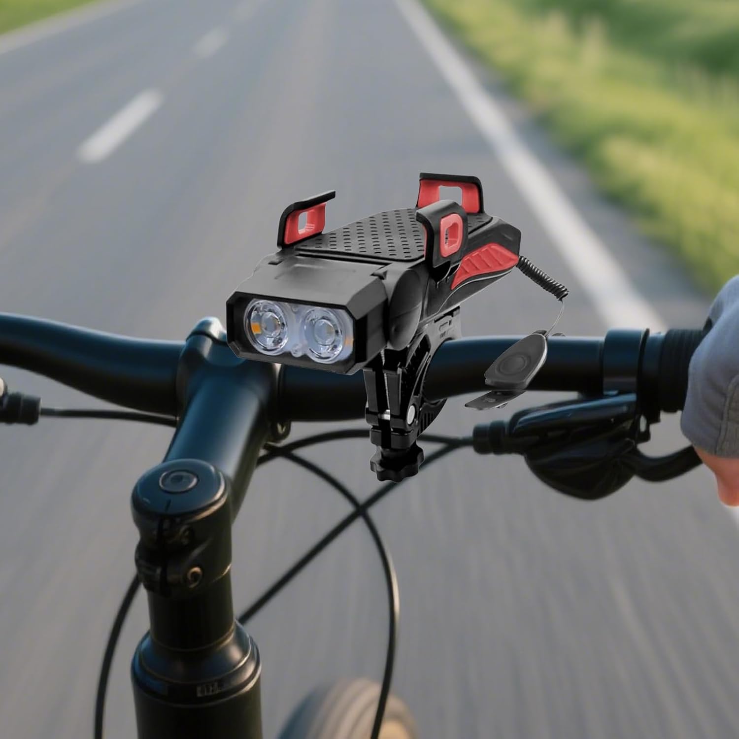 Bike Phone Holder - Bike Phone Holders | Waterproof LED Headlight Mount with 360 Degree Adjustable Design, Cycling Front Lamp with Power Bank, Light, Support Multi Use, Bicycle Accessory