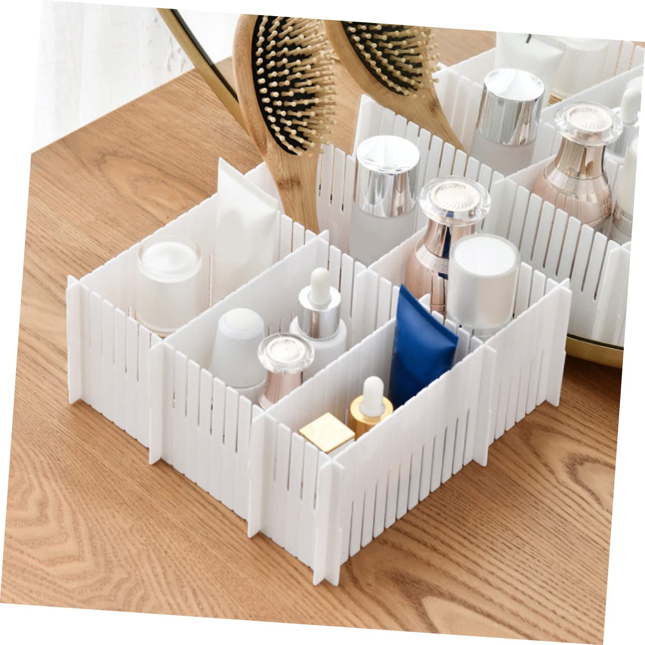 Divisori e Stoccaggio Ordinato Bianco 10 Pezzi per Cassetti in Plastica Organizzatore Combinazione Libera per Armadio e Calzini per Casa