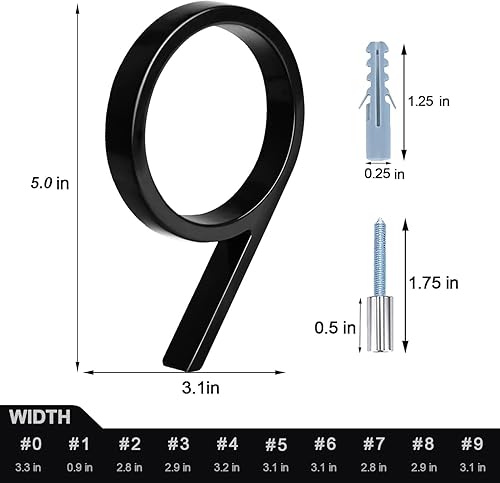 Miniatura 6 de Números de casa, números de dirección de 5 pulgadas para casa, números de casa Namyoo para exterior, números de casa flotantes de acero inoxidable