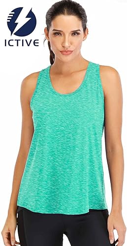 Miniatura 2 de ICTIVE - Camisetas de entrenamiento para mujer, de corte holgado, con espalda cruzada, de malla, espalda descubierta, sin mangas, para correr