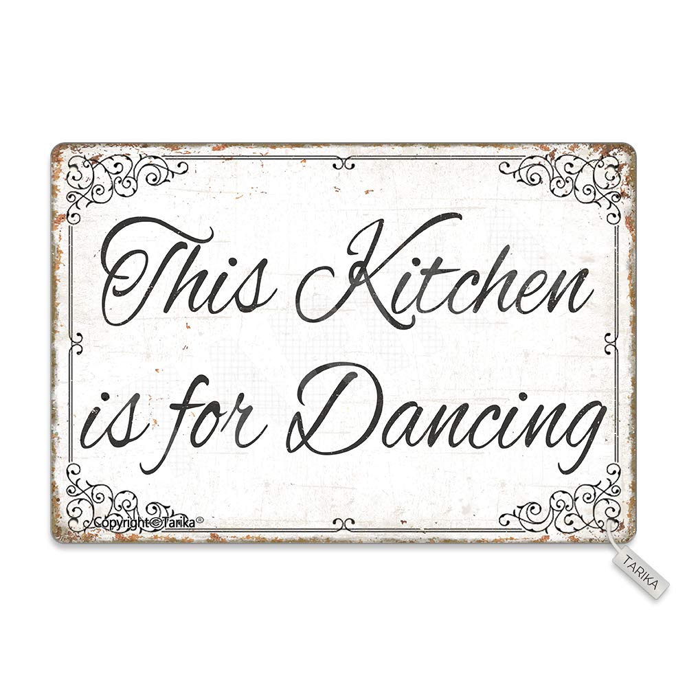 Tarika This Kitchen Is For Dancing Vintage Look Metal 20X30 CM Decoration Crafts Sign for Home Kitchen Bathroom Farm Garden Garage Inspirational Quotes Wall Decor