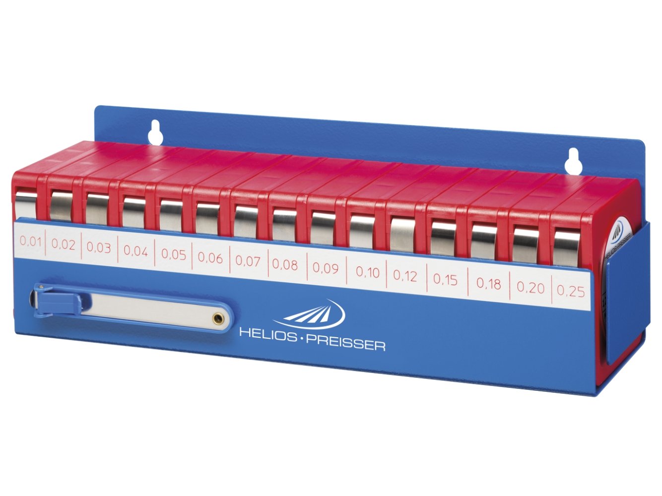 Helios Preisser Fühlerlehrenset im Wandhalter (nachfüllbar, mit Beschriftung, 330 x 100 x 110 mm, Messbereich 0,01 – 0,25) 0611 180