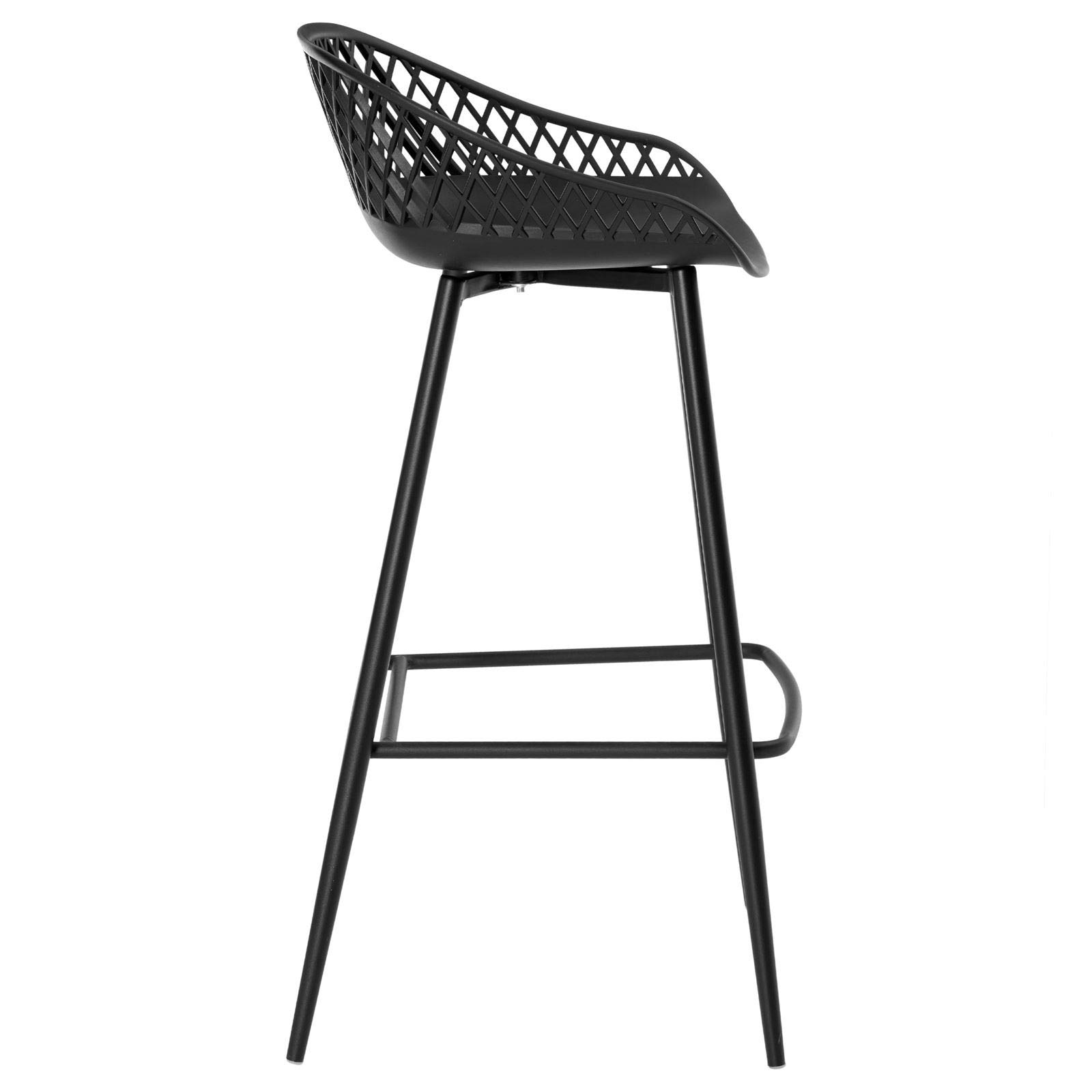 IDIMEX Lot de 2 tabourets de Bar IREK Chaise Haute pour Cuisine ou comptoir au Design Retro avec accoudoirs, en Plastique et métal Noirs, Hauteur d'assise 75 cm