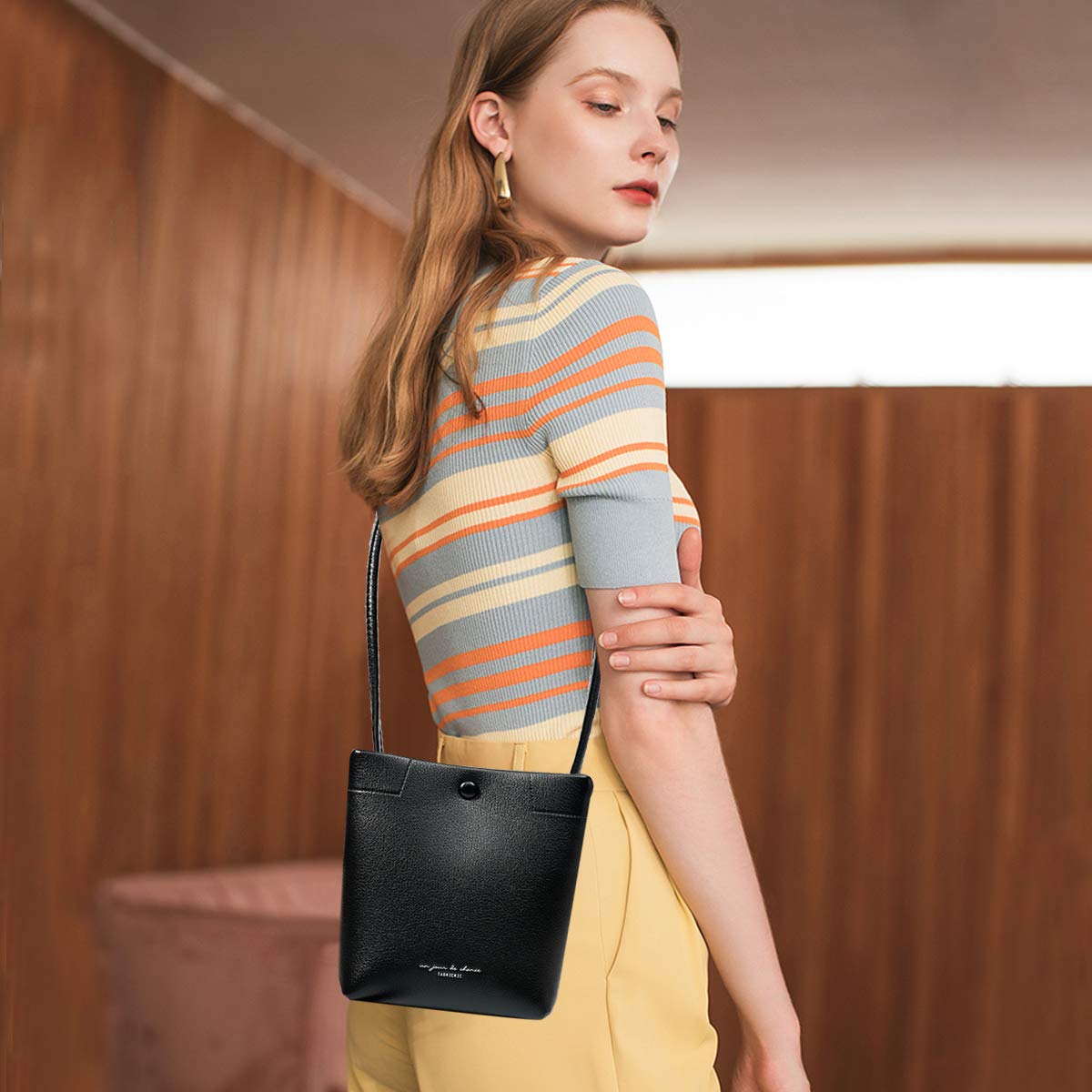 ADITAM Damen Handtaschen Bucket Bag Exquisite Mädchen Tasche Mode Stil Reißverschluss Umhängetasche Umhängetasche für Ladys Buckle Handtaschen PU Leder Praktisch Double the Comfort