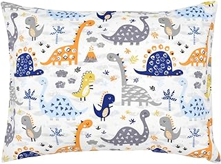 Envelope Closure Pillow Cover Cartoon Cotton Kids Pillow Case Soft Dinosaur Pillow Case for Kids Standard Pillow Sleeping