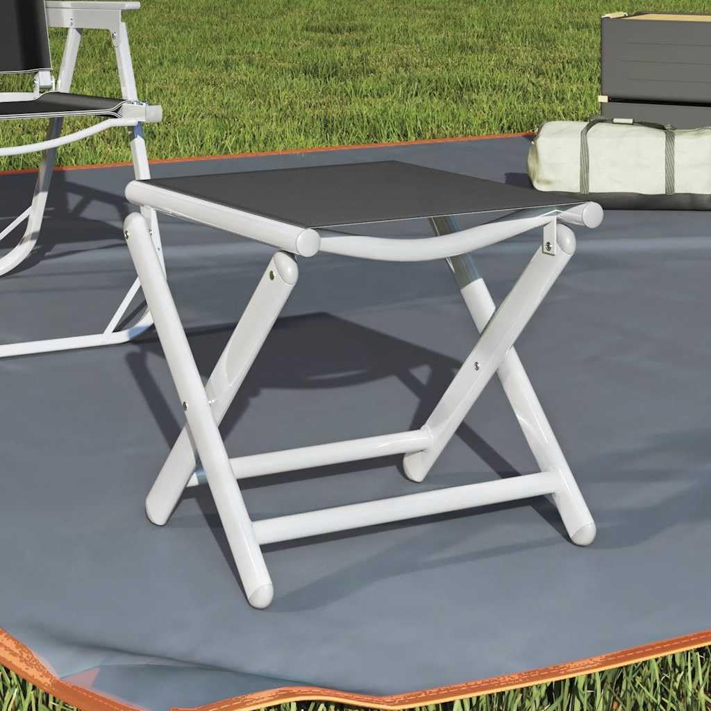 vidaXL Reposapiés Plegable Silla Asiento Otomana Taburete Jardín Asiento Salón Terraza Patio Exterior Balcón Textilene y Aluminio Negro y Plateado