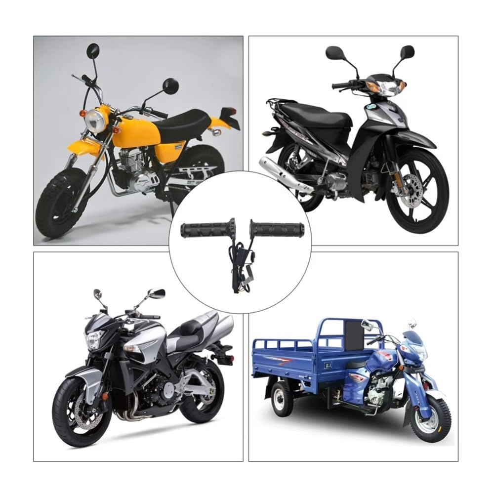 PoignéEs Guidon Moto Poignée Chauffante Électrique pour Moto, ATV, Scooter, Guidon De 22mm, Chauffe-Mains, 3 Vitesses Réglables